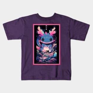 Cute Axolotl Anime Art Design | Cute Animals | Axolotl Hentaii Chibi Kawaii Design Kids T-Shirt